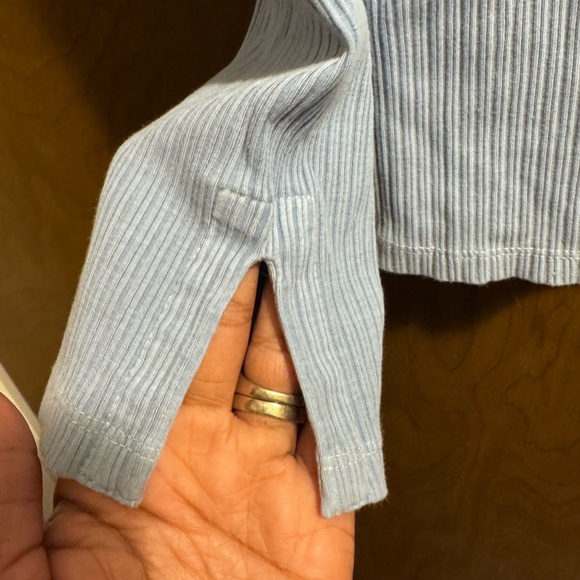 Anthropologie Pilcro Evanna Ribbed light blue long sleeve top size Large - Picture 5 of 10